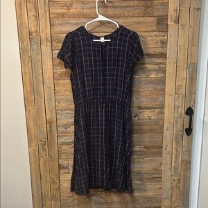 Old Navy Navy Blue Plaid Short Sleeve Dress - size M